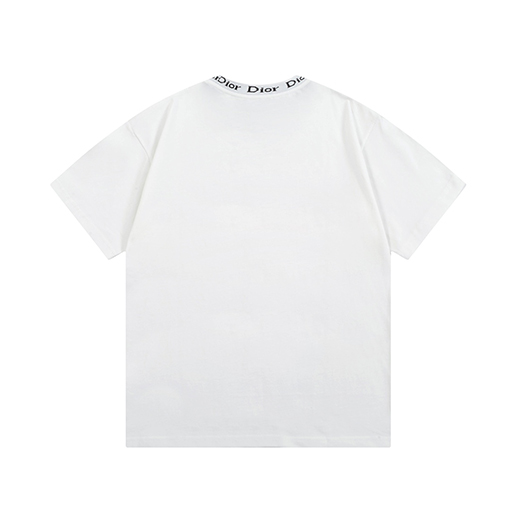 ディオールコピー アルファベットリボンピンカラーシルバーフレームプリント半袖Tシャツ