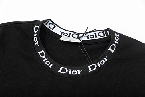 ディオールコピー アルファベットリボンピンカラーシルバーフレームプリント半袖Tシャツ