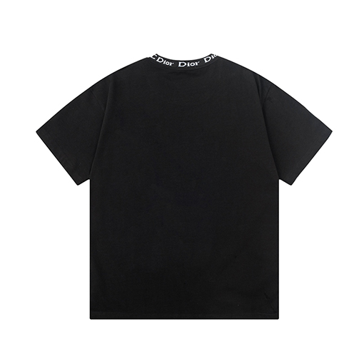 ディオールコピー アルファベットリボンピンカラーシルバーフレームプリント半袖Tシャツ