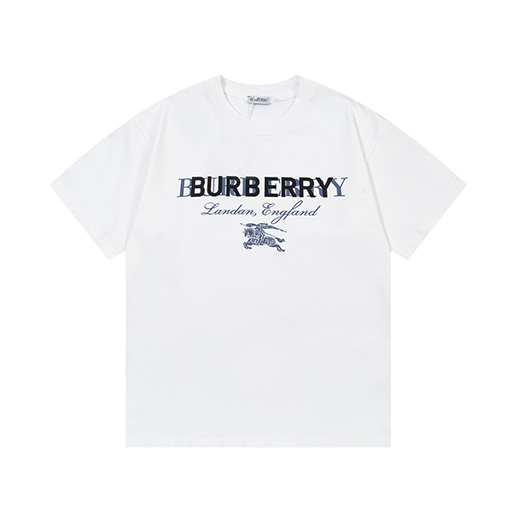 バーバリー  オーバーラップアルファベット軍馬プリント半袖Tシャツ