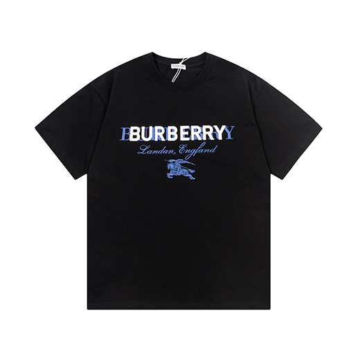 バーバリー  オーバーラップアルファベット軍馬プリント半袖Tシャツ