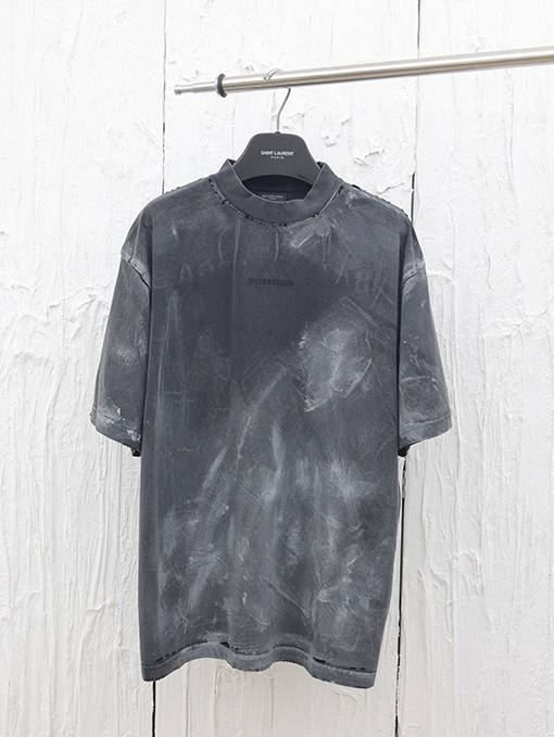 バレンシアガ  新しい手描きの磨かれた古い半袖Tシャツ