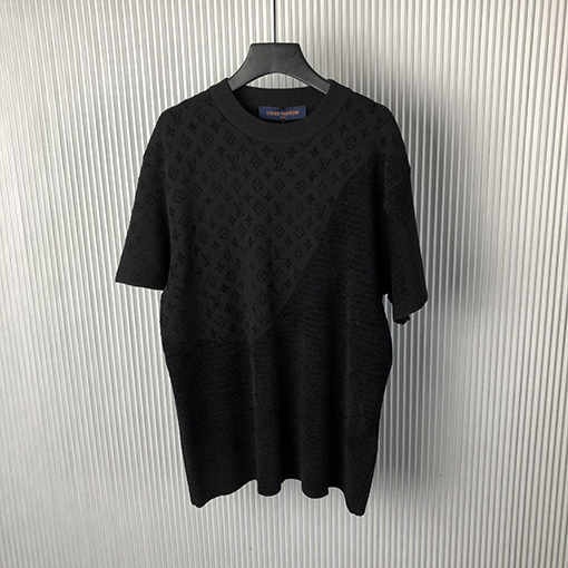 ルイヴィトン新しいジャカード半袖ラウンドネックニットTシャツ