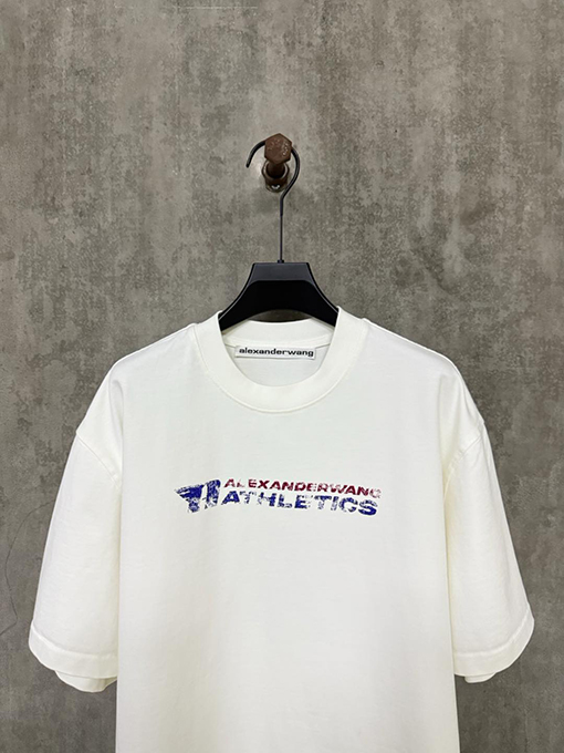 アレキサンダーワン 新しいロゴプリントラウンドネック半袖Tシャツ