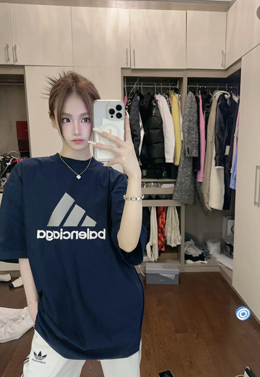 Balenciaga X Adidas コラボレーションシリーズin side out両面刺繍半袖Tシャツ