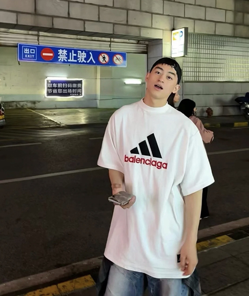 Balenciaga X Adidas コラボレーションシリーズin side out両面刺繍半袖Tシャツ