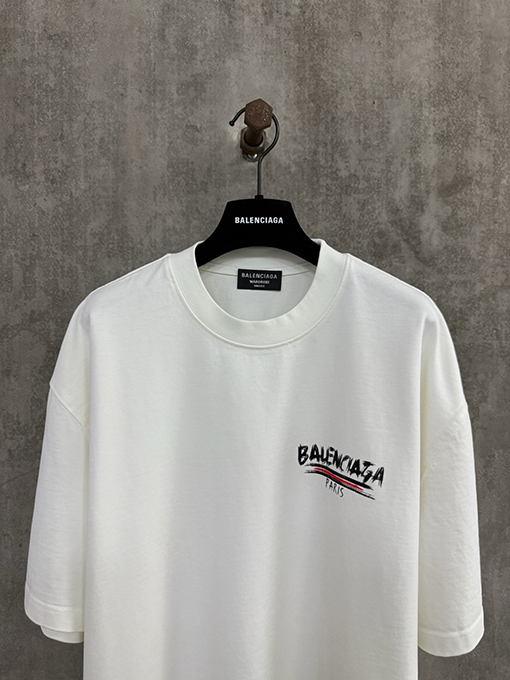 バレンシアガスーパーコピー 落書きスタイルのプリントヘビーパウンド半袖Tシャツ