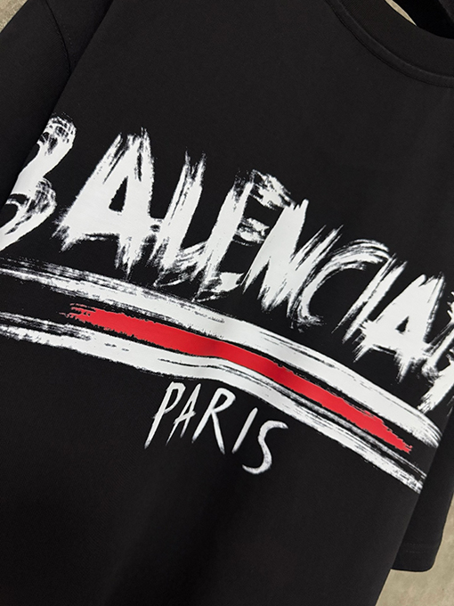 バレンシアガスーパーコピー 落書きスタイルのプリントヘビーパウンド半袖Tシャツ