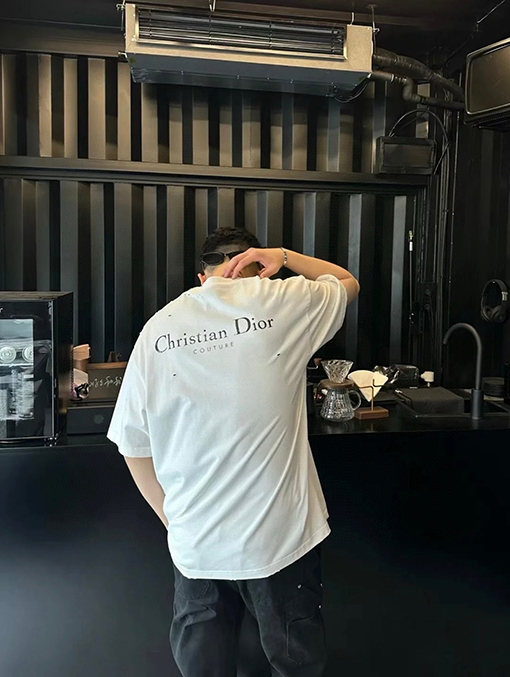 ディオール 新しいクラシックロゴプリントヘビーポンド半袖Tシャツ