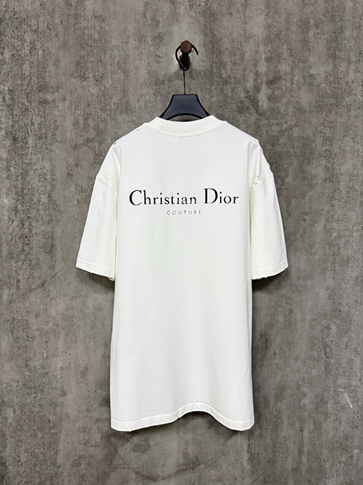 ディオール 新しいクラシックロゴプリントヘビーポンド半袖Tシャツ