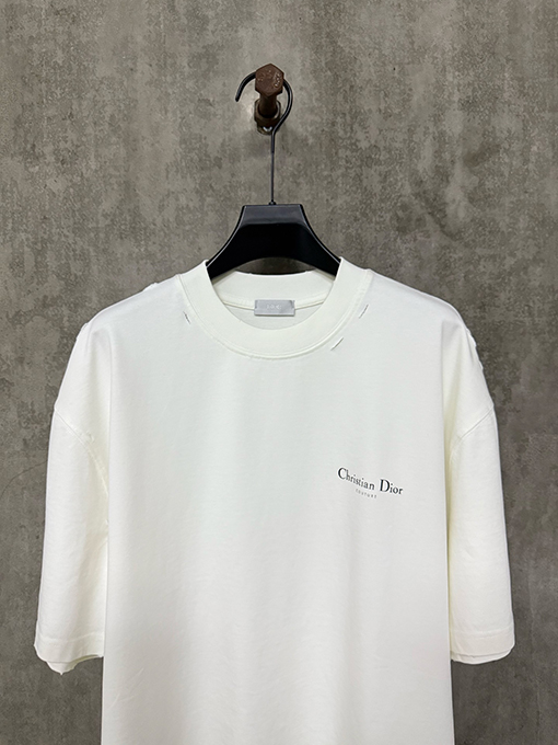 ディオール 新しいクラシックロゴプリントヘビーポンド半袖Tシャツ