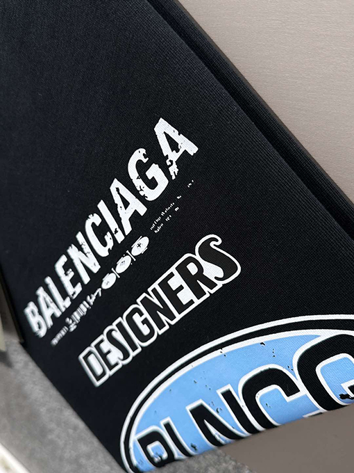 バレンシアガコピー 新しい壊れたクラックプリントコットンラウンドネック半袖Tシャツ