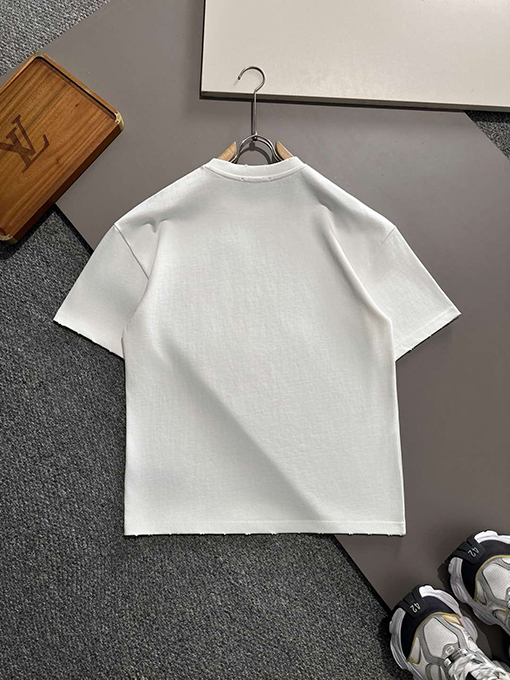 バレンシアガコピー 新しい壊れたクラックプリントコットンラウンドネック半袖Tシャツ