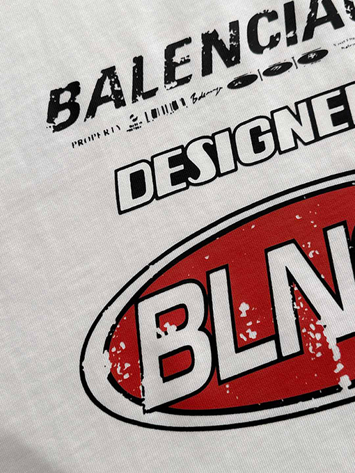 バレンシアガコピー 新しい壊れたクラックプリントコットンラウンドネック半袖Tシャツ