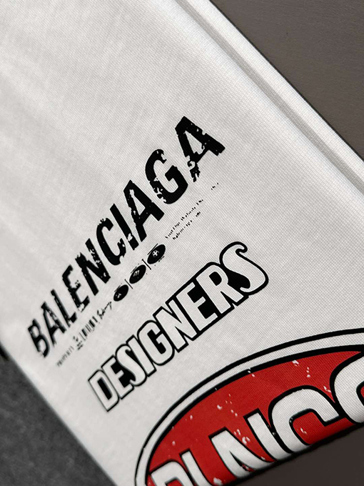バレンシアガコピー 新しい壊れたクラックプリントコットンラウンドネック半袖Tシャツ