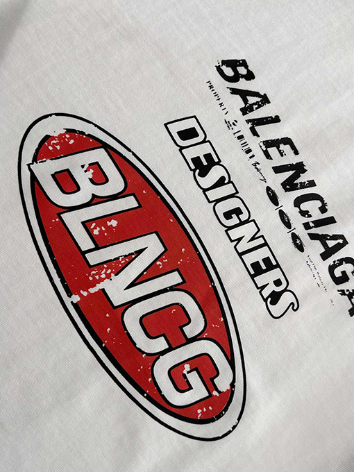 バレンシアガコピー 新しい壊れたクラックプリントコットンラウンドネック半袖Tシャツ