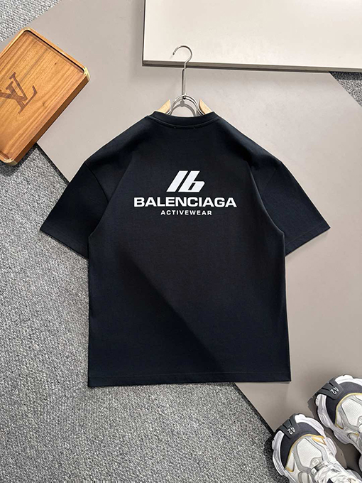 バレンシアガ 新しいプリントコットンクルーネック半袖Tシャツ