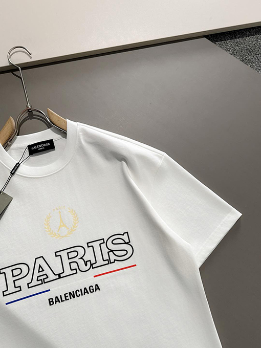 バレンシアガ 新しいエッフェル塔プリントコットンラウンドネック半袖Tシャツ