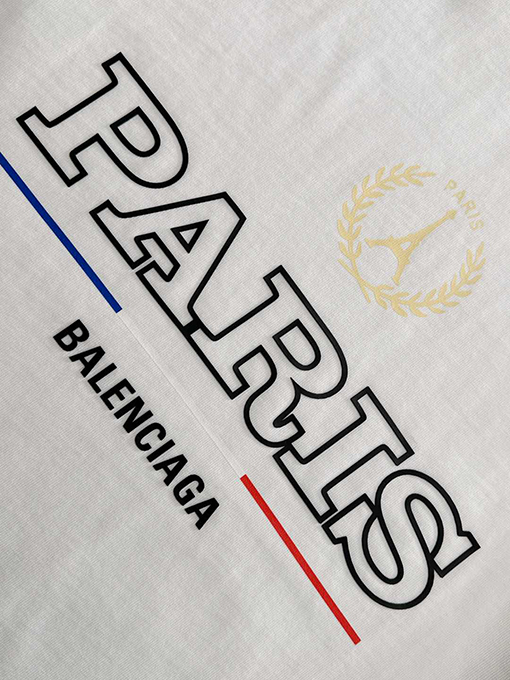 バレンシアガ 新しいエッフェル塔プリントコットンラウンドネック半袖Tシャツ