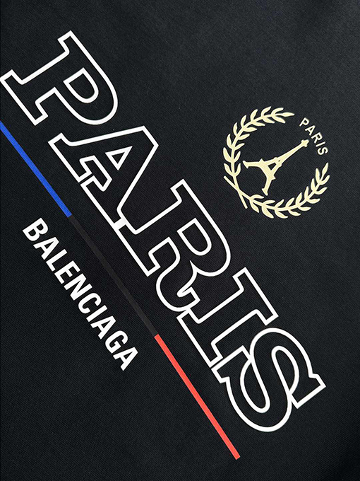 バレンシアガ 新しいエッフェル塔プリントコットンラウンドネック半袖Tシャツ