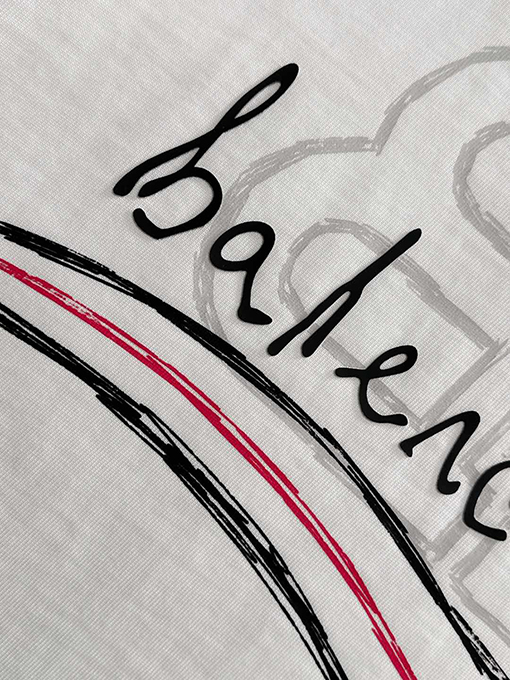バレンシアガ 新しいダブルB波プリントコットンラウンドネック半袖Tシャツ