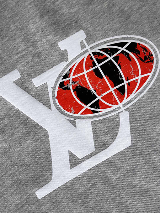 ルイヴィトン 「世界は君たち」をテーマにしたクラックプリント前後のラインストーン半袖Tシャツ