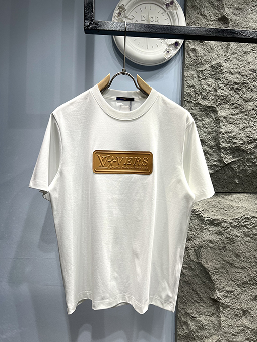 ルイヴィトン 新しいレザーサイン半袖Tシャツ