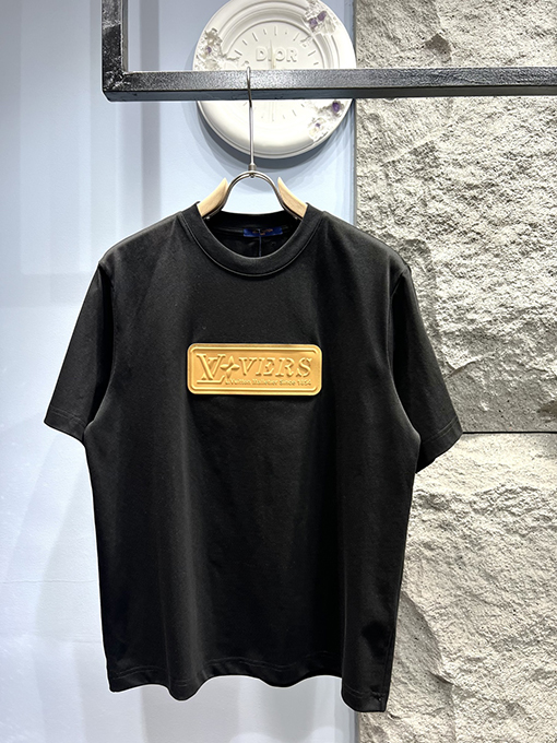 ルイヴィトン 新しいレザーサイン半袖Tシャツ