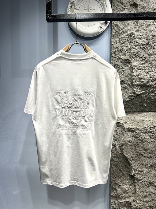 ルイヴィトン新しい刺繍ロゴ半袖Tシャツ