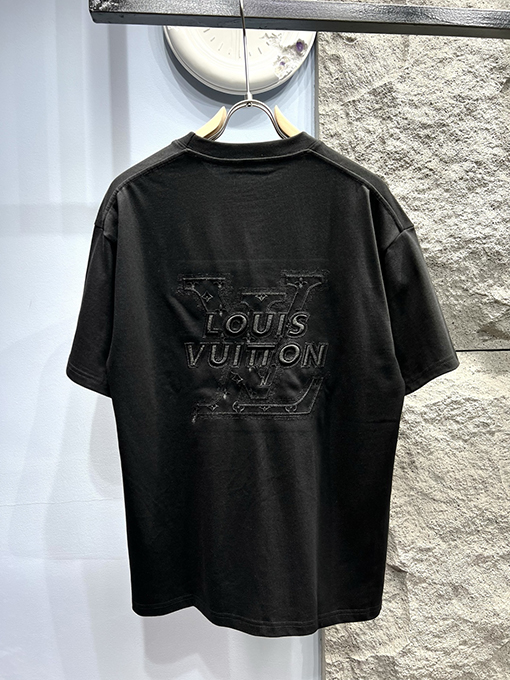 ルイヴィトン新しい刺繍ロゴ半袖Tシャツ