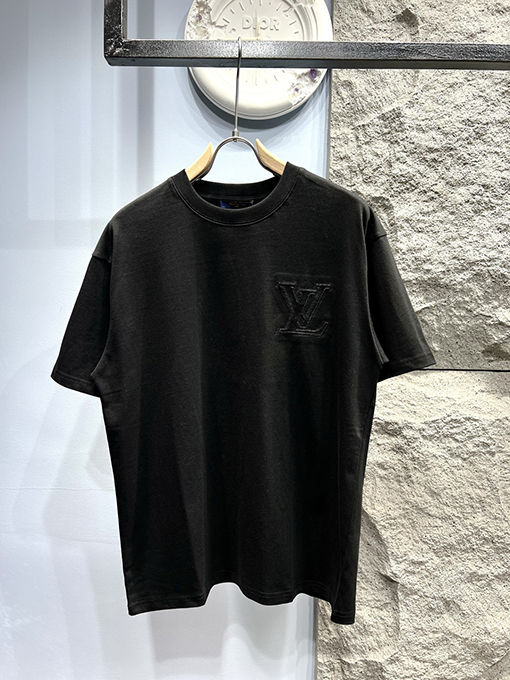 ルイヴィトン新しい刺繍ロゴ半袖Tシャツ