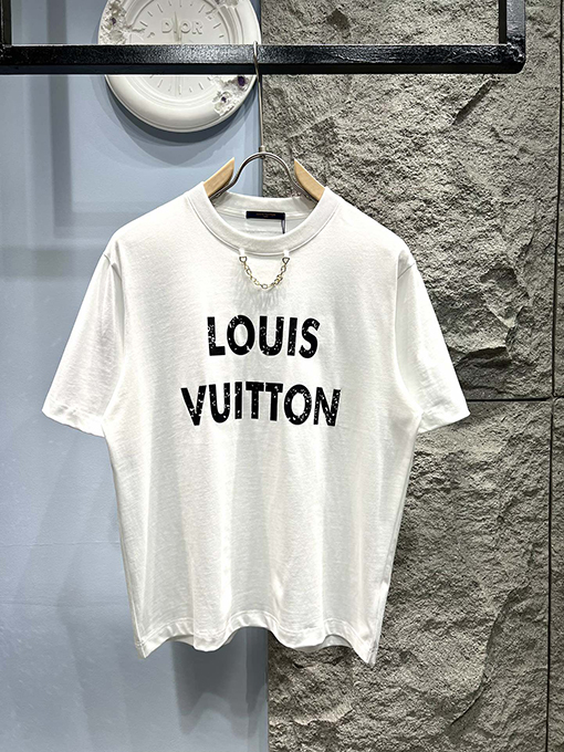 ルイヴィトン新しいチェーンプリント半袖Tシャツ