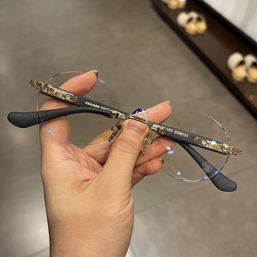 クロムハーツフレームレス円形パンチレトロな王子ミラー