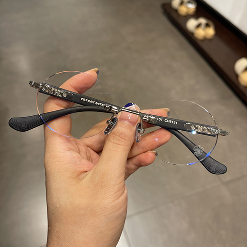 クロムハーツフレームレス円形パンチレトロな王子ミラー