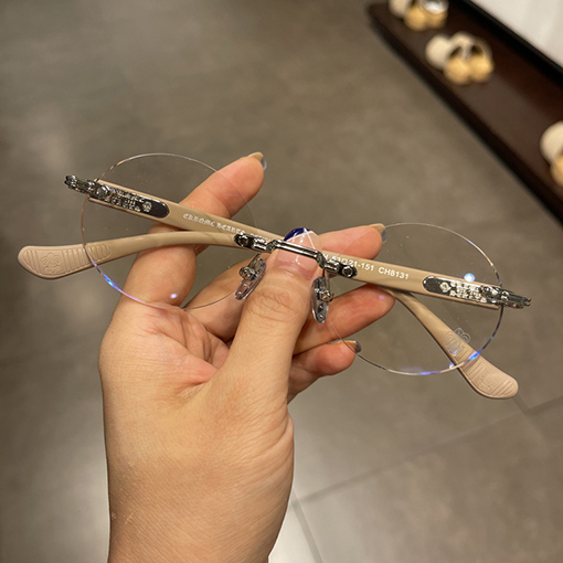 クロムハーツフレームレス円形パンチレトロな王子ミラー