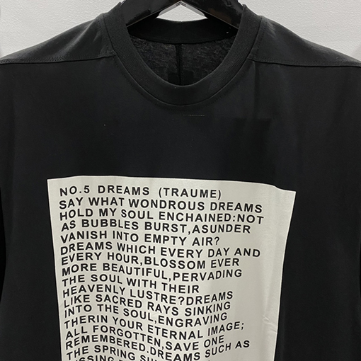 リックオウエンス アルファベットプリントルーズフィットベーシックTシャツ