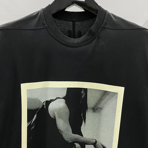 リックオウエンスマスタープリントオーバーサイズルーズフィットコットンベーシックTシャツ