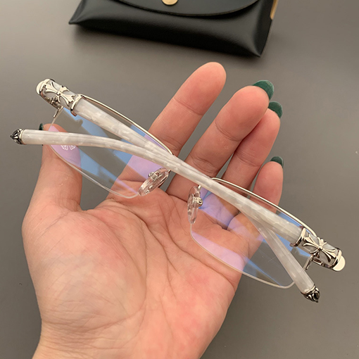クロムハーツハーフフレーム超軽量文芸レトロ眼鏡フレーム