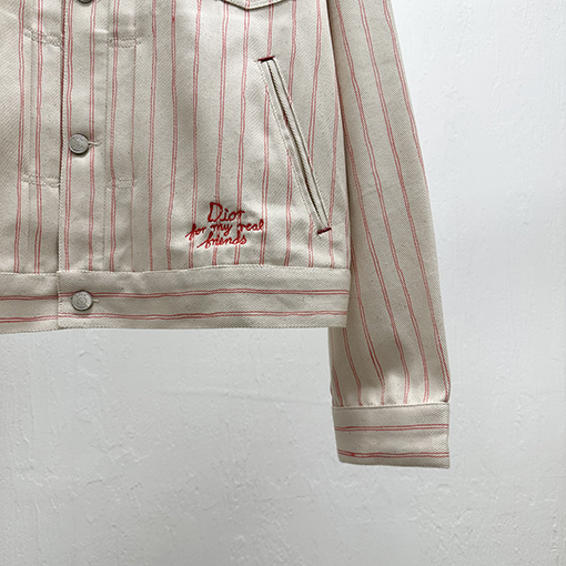 ディオール ストライプ刺繍デニムジャケット