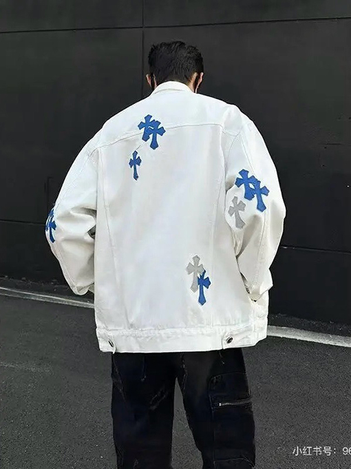 クロムハーツスーパーコピーレザークロスレザー刺繍シャツデニムジャケット