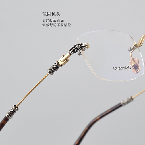クロムハーツ新しいフレームレス純チタン眼鏡フレーム