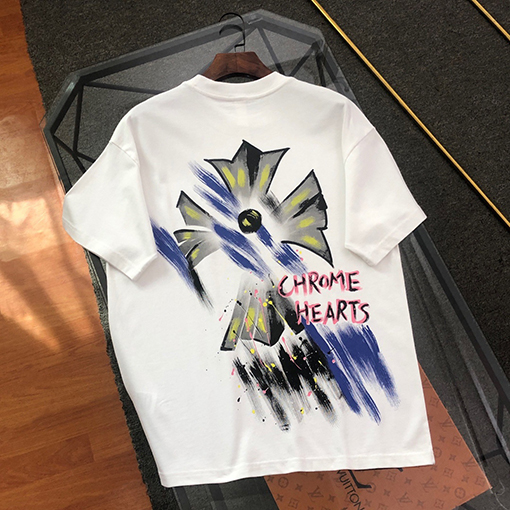 クロムハーツ刺繍落書きプリント半袖Tシャツ
