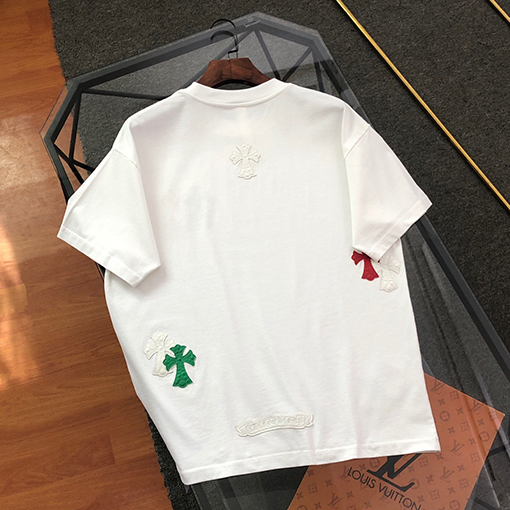 クロムハーツ皮貼り刺繍半袖tシャツ