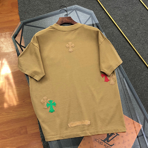 クロムハーツ皮貼り刺繍半袖tシャツ