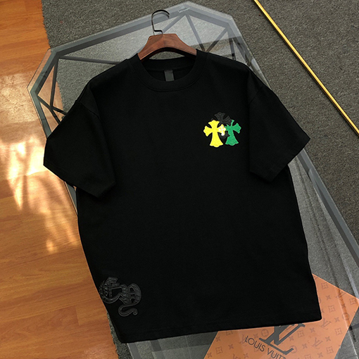 クロムハーツ皮貼り刺繍半袖tシャツ