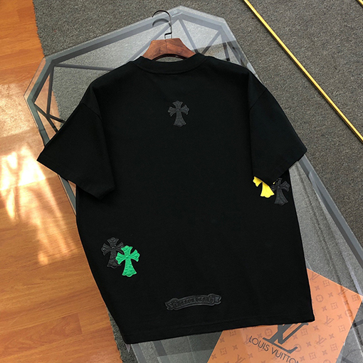 クロムハーツ皮貼り刺繍半袖tシャツ