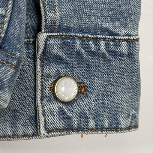ルイヴィトンロゴ刺繍ジッパー長袖デニムジャケット