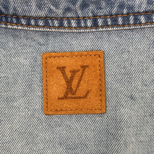 ルイヴィトンロゴ刺繍ジッパー長袖デニムジャケット