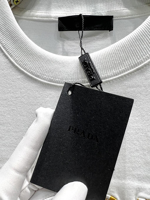 プラダジャカード刺繍の大きな半袖Tシャツ