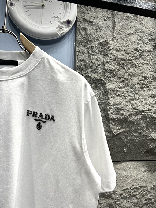 プラダ新しいドリルマイクロ半袖Tシャツ